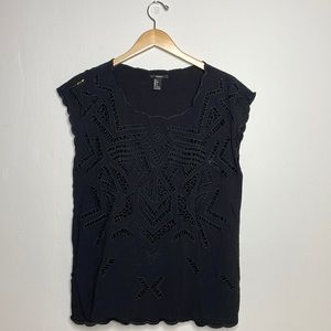 Black Dress Top with Cutout Design